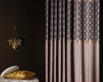 Turkish beige stone gold curtains for livingroom bedroom diningroom,luxury black gray gold brown  color drape for home,modern curtains panel