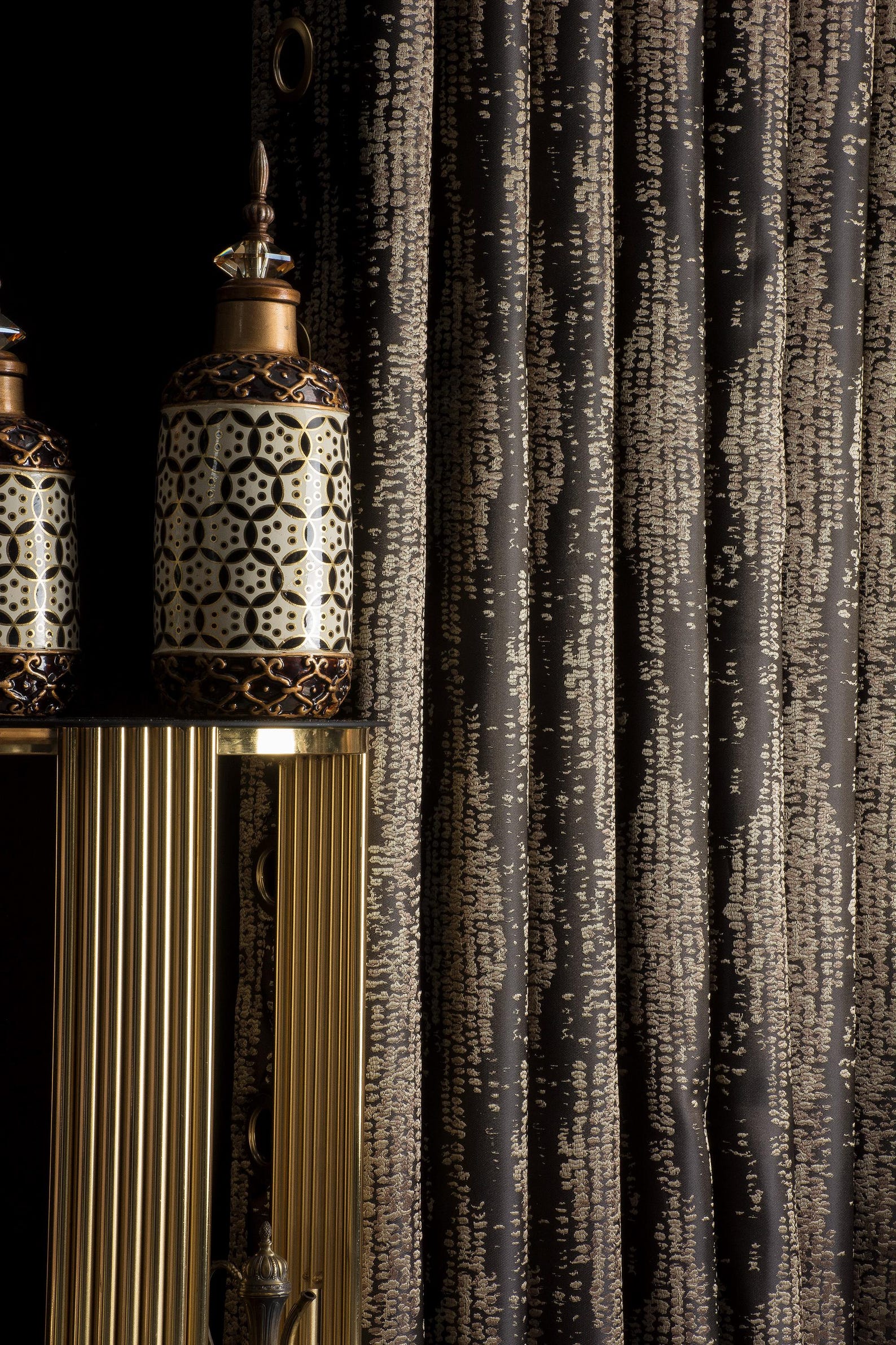 Snake Curtains Luxury Snake Skin Patterned Curtain: Dark Brown With Gold Accents - Etsy