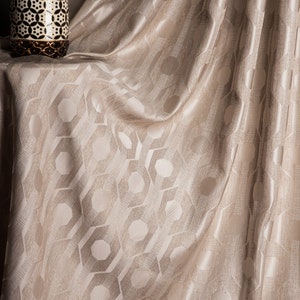 Cream & Gold Turkish Curtains: Elegant Glitter Detail
