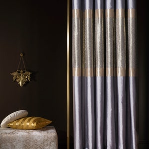 Luxury Gray & Gold Striped Curtains: Modern Home Decor
