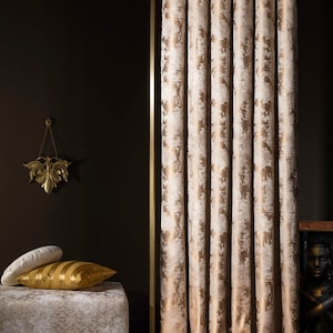Luxury Cream & Gold Turkish Curtains: Elegant Home Drape