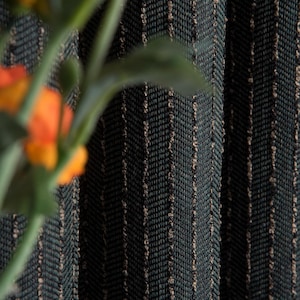 Textured Dark Green Striped Curtains – Custom Size, Luxurious Design