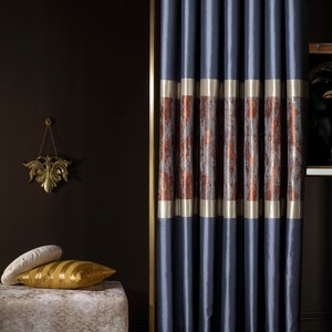 Custom size brick color gold curtain for livingroom bedroom diningroom ,Luxury navy beige gold black silver drape for home,5 different color