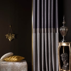 Modern Gray & White Curtains: Living Room, Bedroom Drape