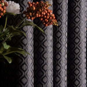 Patterned Gray Curtains: Modern Custom Size Drapes