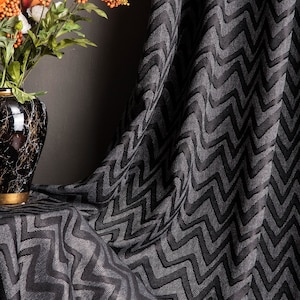 Modern geometric patterned black gray curtains for home , luxury cream beige brown gray drape for livingroom bedroom kidsroom