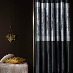 Custom size striped patterned black silver turkish curtains for livingroom ,Luxury gray beige brick color drape for home, 5 different color