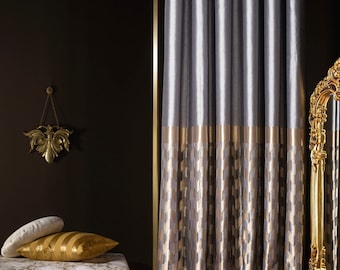 Luxus grau gold geometrisch gemusterte Vorhänge für Wohnzimmer Schlafzimmer, creme navy schwarz Gold schwarz silber gestreifte Vorhänge für Zuhause