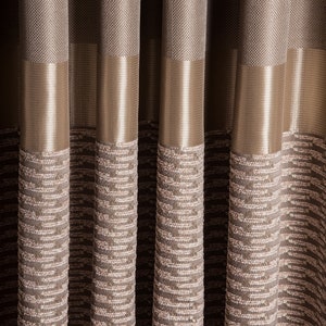 Luxury Brown & Gold Curtains: Modern Drape for Living Room