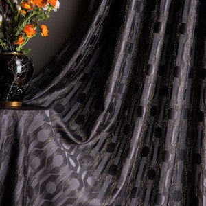 Luxury Dark Gray & Gold Turkish Curtains: Modern Home Drape