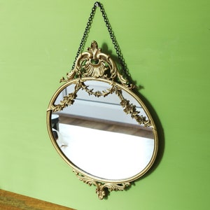 Gold Wall Ornate Mirror Metal Swags Mirror Wall Decor Feminine Mirror French Mirror