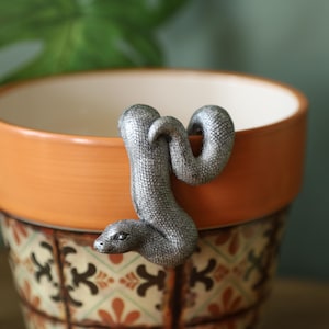 Silver Pot Hanger Snake Antique Finish Resin Pot Climber Small