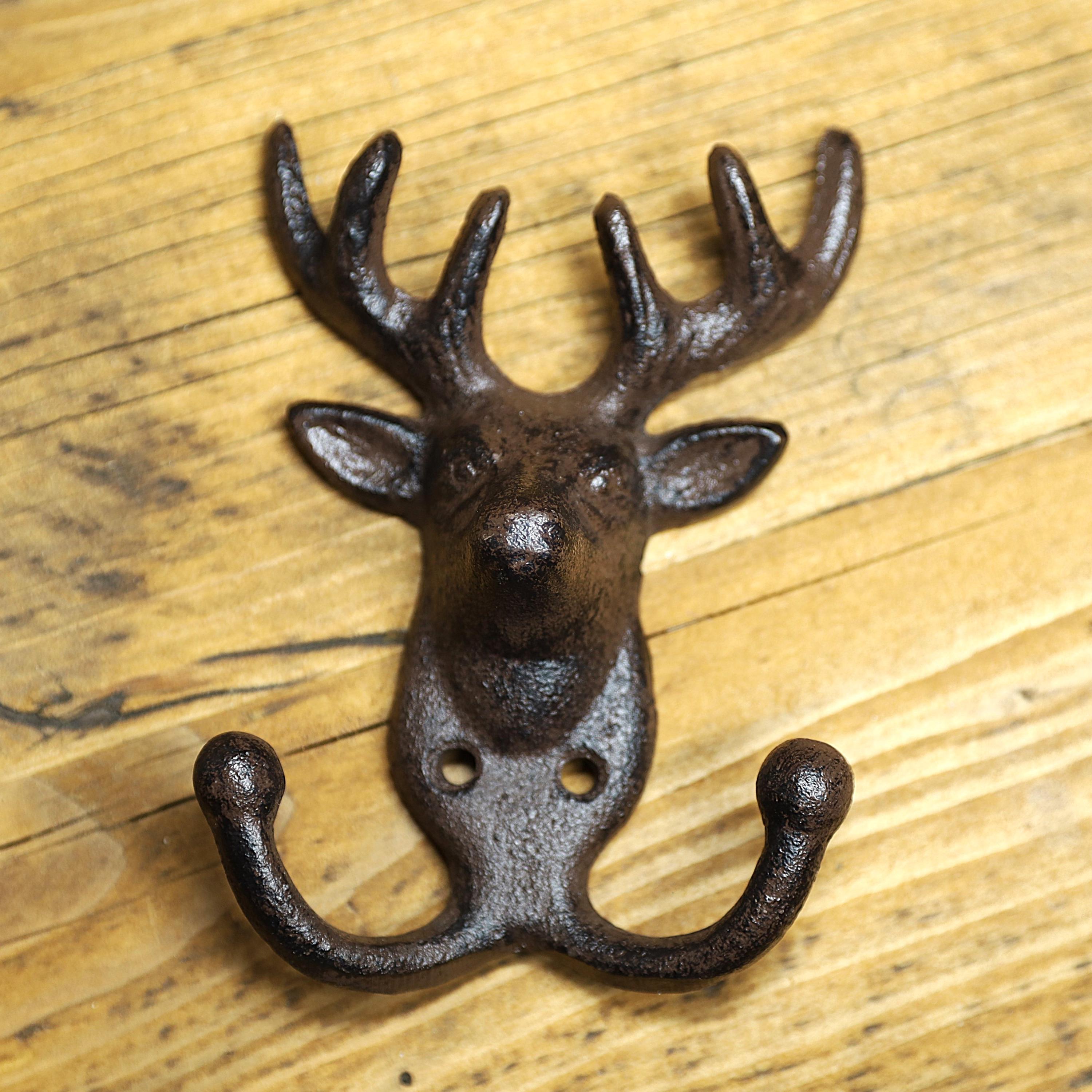 Cast Iron Stag Wall Hook Antlers Coat Scarf Keys Hangers