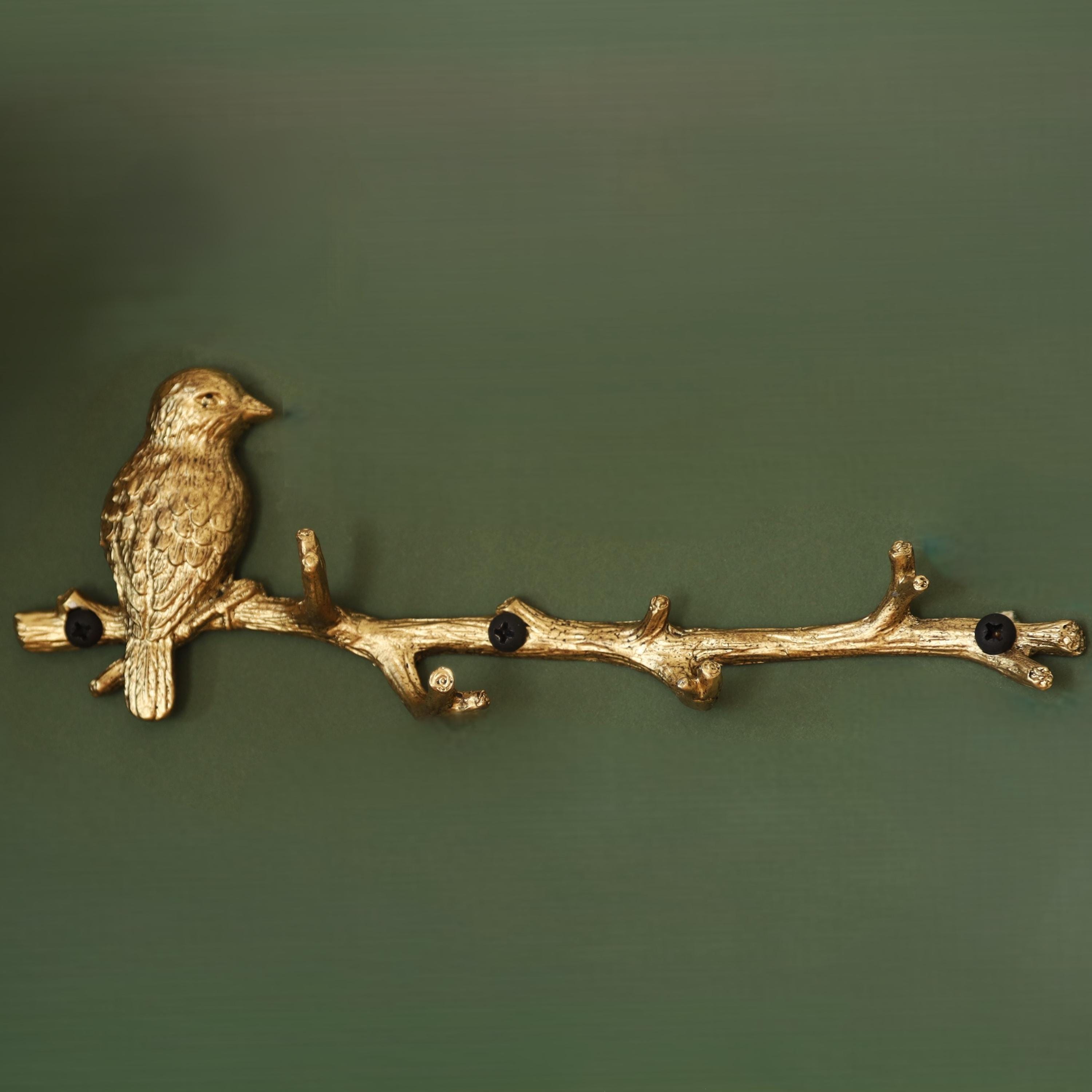 金色の鳥と花の金属製ウォールフック 鳥と花の金属製フック - メルカリ