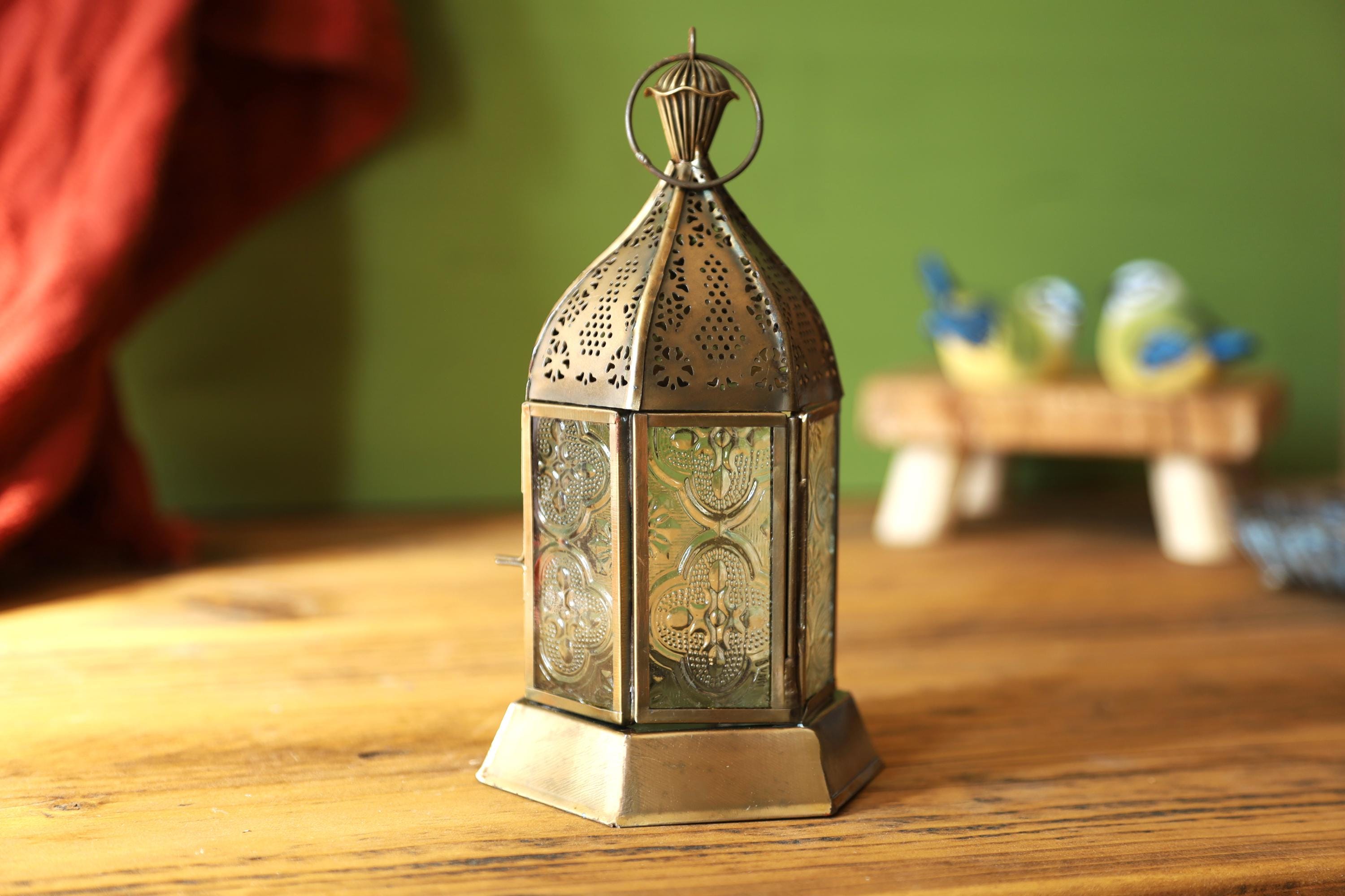 Metal Moroccan Lantern Antique Gold Light Candle Tealight Holder Ramadan Eid Decor