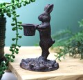 Rustic Cast Iron Rabbit Candle Holder: Spring Easter Decor
