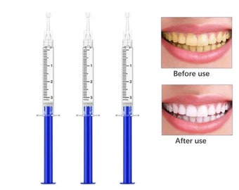 Gel blanchissant à 16 % de peroxyde d'hydrogène (extra-puissant). Lot de (3) seringues blanchissantes. Jusqu'à 8 nuances plus blanches après la première application.