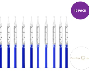 16 % de peroxyde d'hydrogène. Lot de 10 seringues en gel. Gel de qualité dentaire. Jusqu'à 8 nuances plus blanches après la première application.