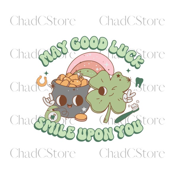 ST Patricks Day, Retro Groovy Lucky Smile, Patrick Day, Digital File, Patrick's Day Sublimation, Png Digital Sublimation