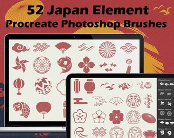 Japanese Element Brush Set: Procreate & Photoshop Koi Stamps (Digital Download)