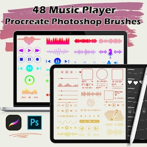 Music Player Bar Procreate Brush Music Photoshop Brush Soundwave Stamp UI Procreate Soundtrack Brush Instant Download
