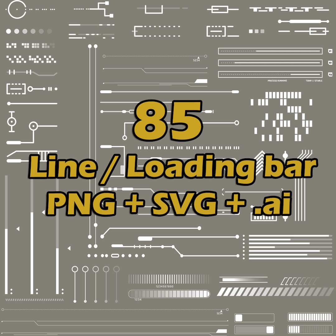 Tech Cyber Vector Bundle: 85 Sci-fi Line Designs (PNG, SVG, .ai ...