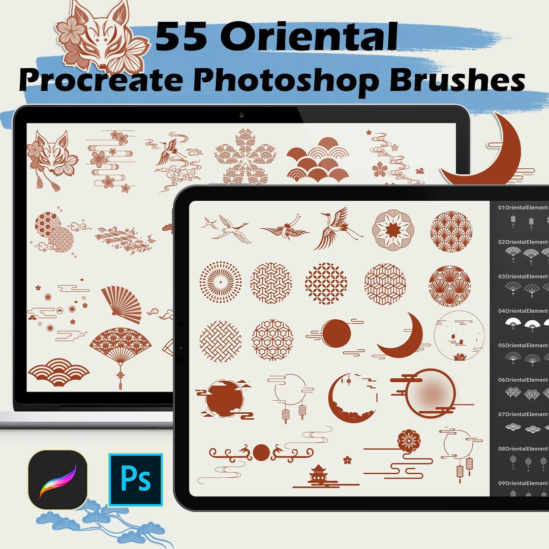 Oriental Procreate Brushes, Vintage Stamp Pattern (digital Download) - Etsy