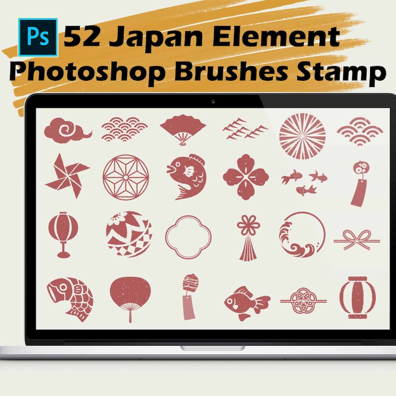 Japanese Element Brush Set: Procreate & Photoshop Koi Stamps (digital ...