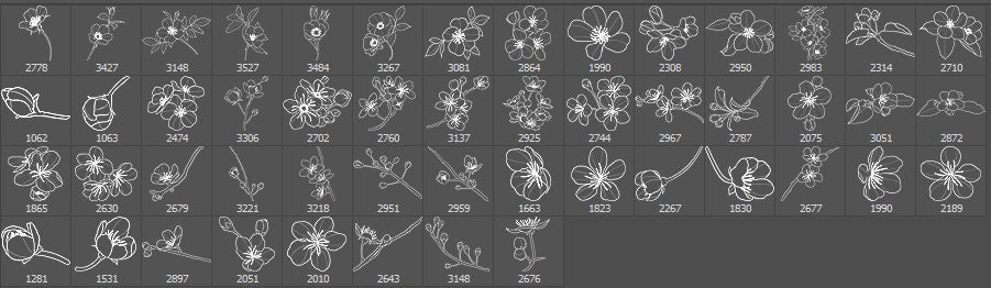 Cherry Blossoms Procreate Brush Photoshop Stamp Oriental Tattoo Pattern ...