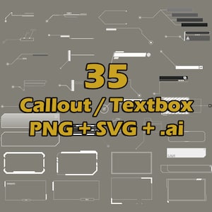 35 Tech Cyber png Techwear svg sci-fi vector callout textbox Cyber futuristic Design bundle Instant Download