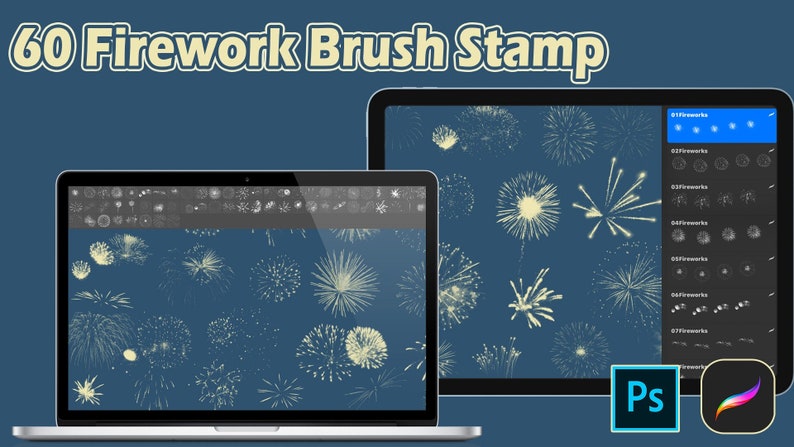60 Firework Stamp Brushes, Procreate & Photoshop (digital Download) - Etsy