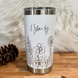Personalized Floral Design Yeti 20oz Rambler Tumbler 360 Degree ...