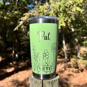Personalized Floral Design Yeti 20oz Rambler Tumbler 360 Degree ...