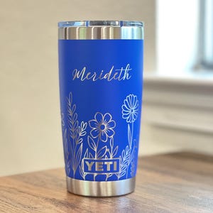 Personalized Floral Design Yeti 20oz Rambler Tumbler 360 Degree ...