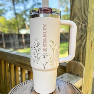 Personalized Floral Stanley ProTour 30oz & 40oz Tumbler Gift for Mom Appreciation Birthday Anniversary Bridesmaid Laser Engraved Travel Cup