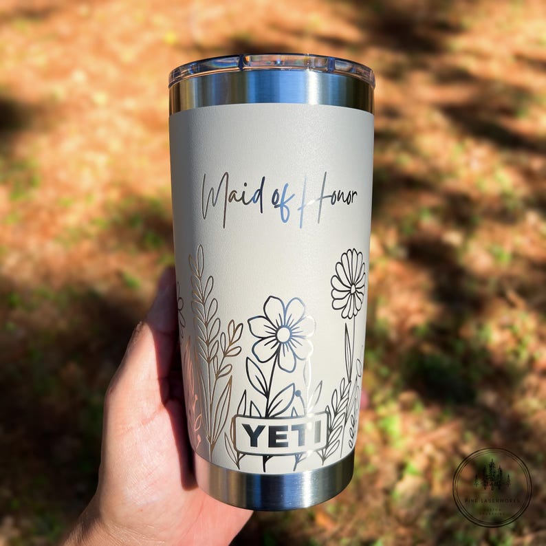Personalized Floral Design Yeti 20oz Rambler Tumbler 360 Degree ...