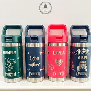 Personalized Kids Yeti 12oz Water Bottle 12 Designs and 8 Colors to Choose From Birthday Summer Break Back to School Boy Girl Flip Straw