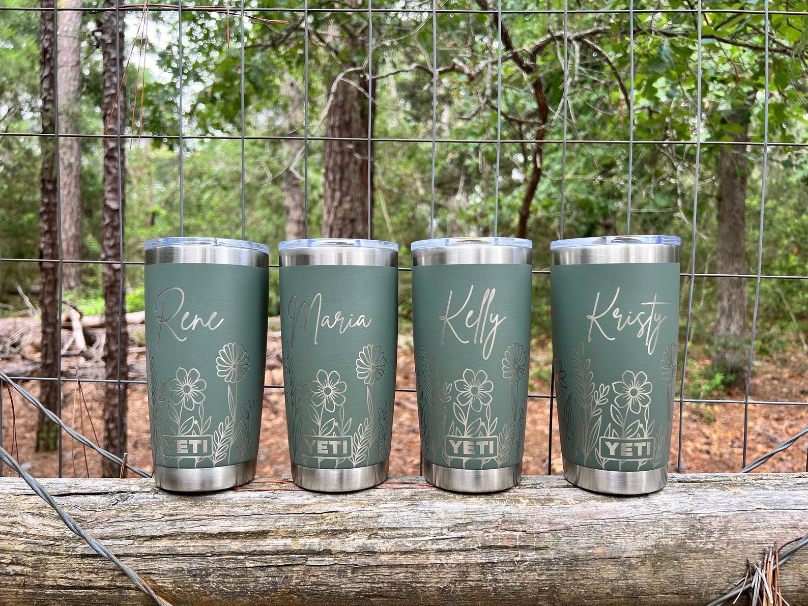Personalized Floral Design Yeti 20oz Rambler Tumbler 360 Degree ...