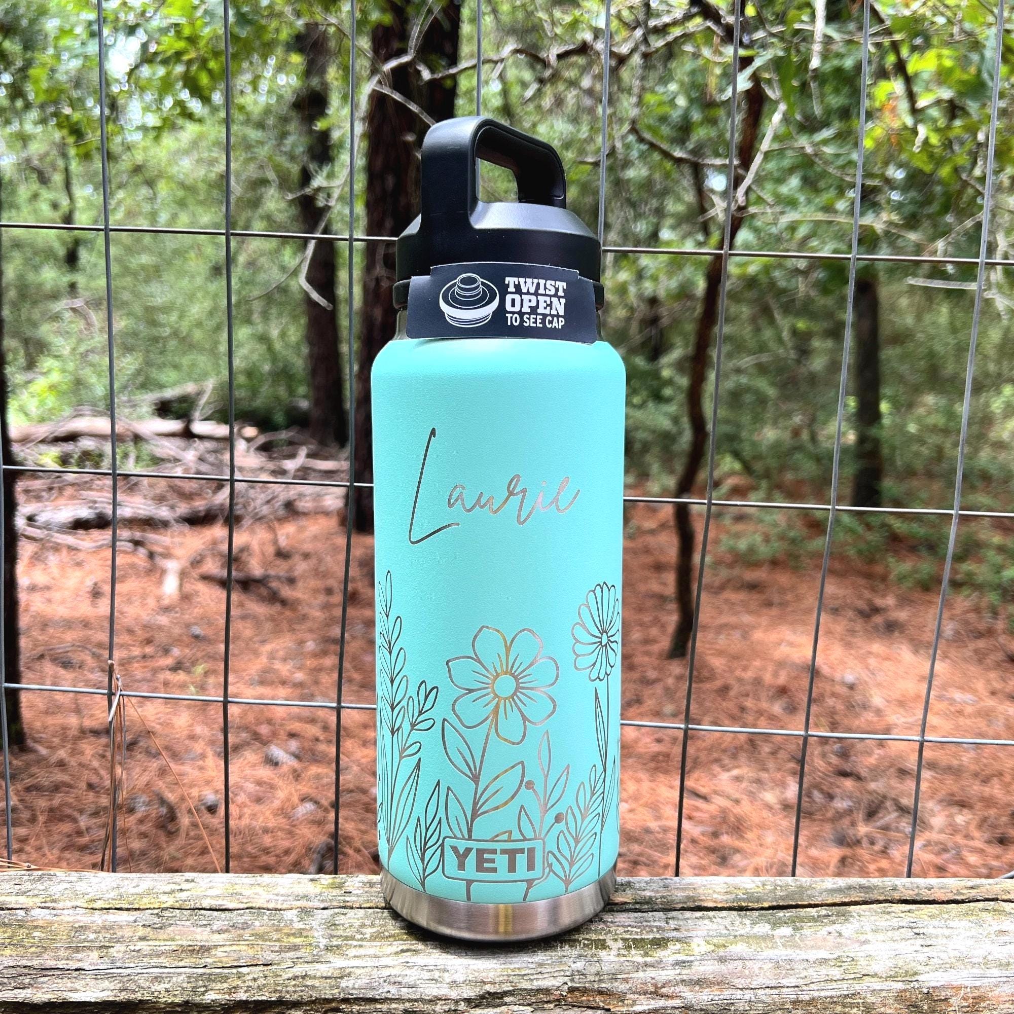 Floral Yeti 36 oz Chug Cap Water Bottle Custom 360 Engraved Birthday, Anniversary, Appreciation Gift for Her, Friends Personalized Gift