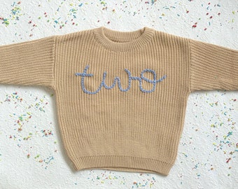 Birthday Baby Knitted Jumper Personalized, Custom Jumper, Personalized Jumper, Birthday jumper, First Birthday, Baby Gift, Child Gift