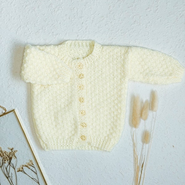 Personalised Name Cardigan 0-3 Months Yellow - Baby Gift - Baby Cardigan - Personalised Cardigan- Knitted Cardigan Keepsake. Baby shower.