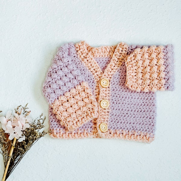 pink/purple Personalised Name Cardigan 0-3 months- Toddler  - Child cardigan -Personalised Cardigan - Handemade -Knitted Cardigan Keepsake