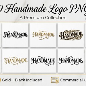 90 elegantes logotipos vintage hechos a mano con letras doradas y negras (descarga digital)