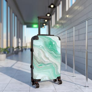 Elegant Marble Suitcase: Durable Polycarbonate Travel Luggage