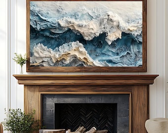 Textured Coastal Frame TV Art, Tropical Beach (Digital Download)