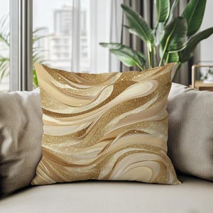Gold Marble Decorative Pillow: Modern Accent Cushion