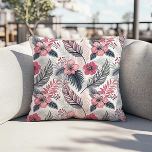 Floral Outdoor Pillow: Tropical Garden Patio Cushion