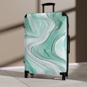 Marble Print Travel Suitcase: Lightweight Rolling Luggage