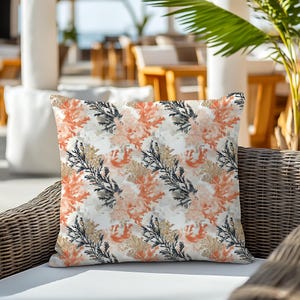Coral Reef Outdoor Pillow: Nautical Patio Cushion