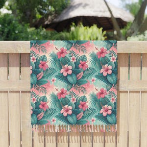 Boho Strandtuch - Stilvoller tropischer Druck, perfekt für Sommertage, Poolpartys oder Strandausflüge, Geschenk für Reiseliebhaber, Blumentuch